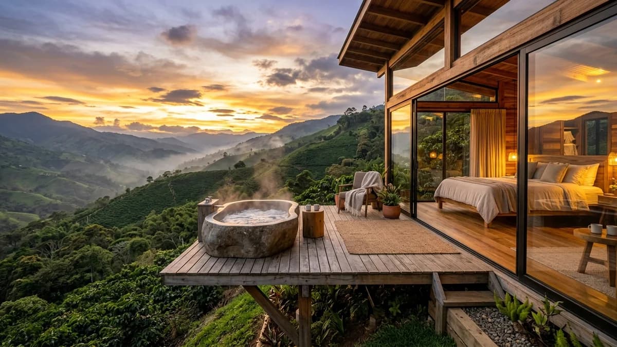 Eco-luxury countryside architecture integrated into coffee plantations of Venecia Antioquia