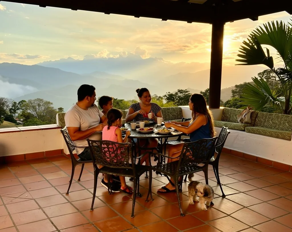 A space at La Juana farmhouse between the mountain and the coffee farms of Venecia